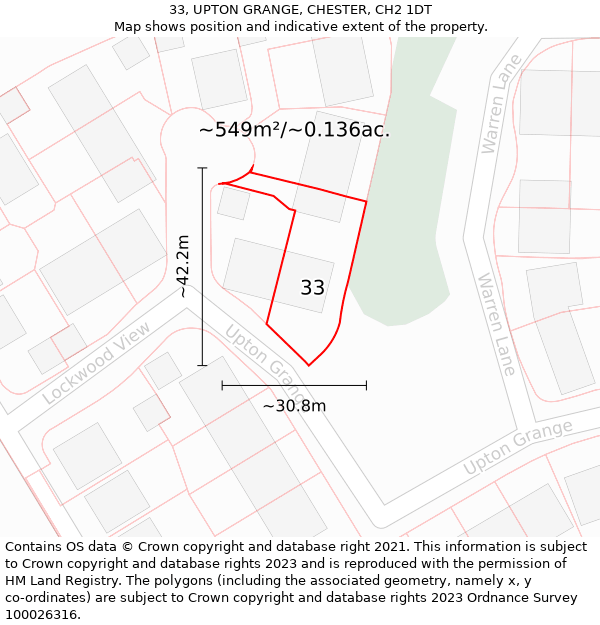 33, UPTON GRANGE, CHESTER, CH2 1DT: Plot and title map