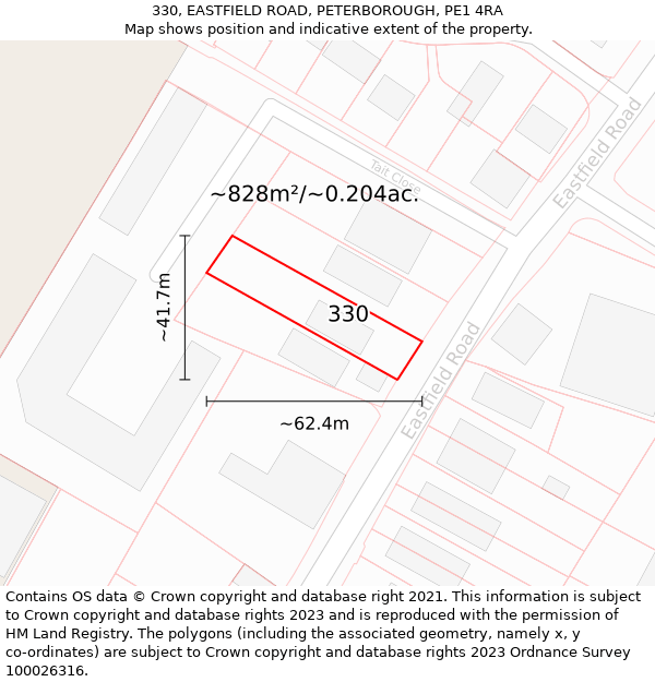 330, EASTFIELD ROAD, PETERBOROUGH, PE1 4RA: Plot and title map