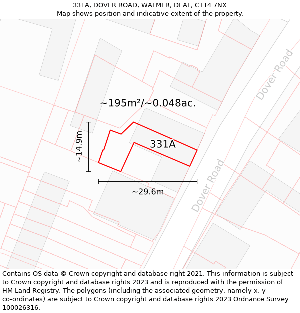 331A, DOVER ROAD, WALMER, DEAL, CT14 7NX: Plot and title map
