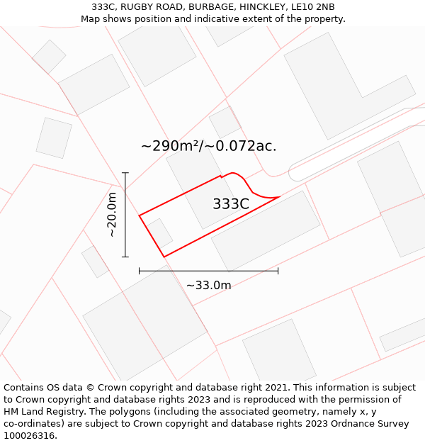 333C, RUGBY ROAD, BURBAGE, HINCKLEY, LE10 2NB: Plot and title map