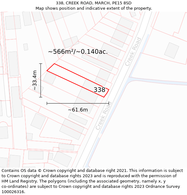 338, CREEK ROAD, MARCH, PE15 8SD: Plot and title map