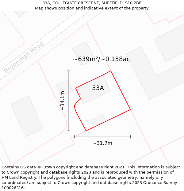 33A, COLLEGIATE CRESCENT, SHEFFIELD, S10 2BR: Plot and title map