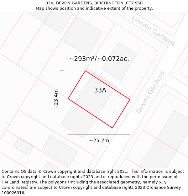 33A, DEVON GARDENS, BIRCHINGTON, CT7 9SR: Plot and title map