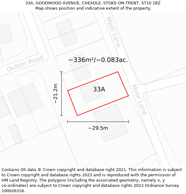 33A, GOODWOOD AVENUE, CHEADLE, STOKE-ON-TRENT, ST10 1BZ: Plot and title map