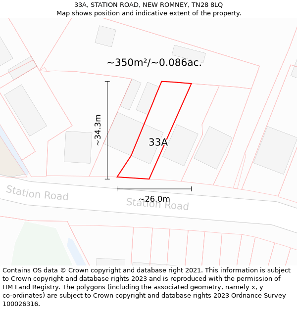 33A, STATION ROAD, NEW ROMNEY, TN28 8LQ: Plot and title map