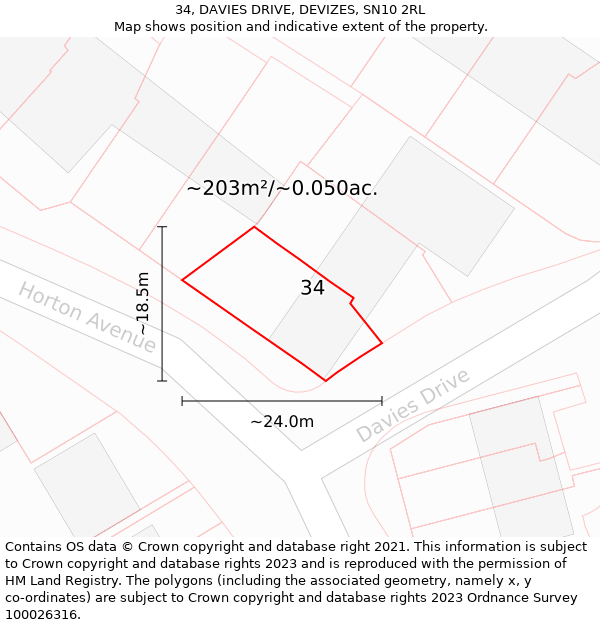 34, DAVIES DRIVE, DEVIZES, SN10 2RL: Plot and title map