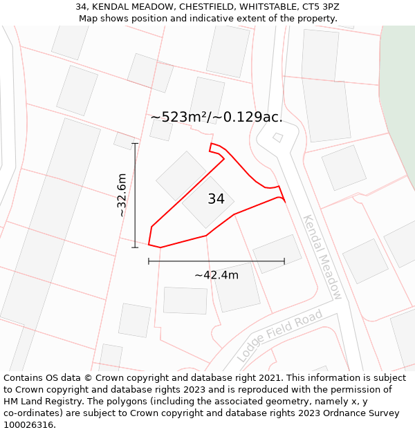 34, KENDAL MEADOW, CHESTFIELD, WHITSTABLE, CT5 3PZ: Plot and title map