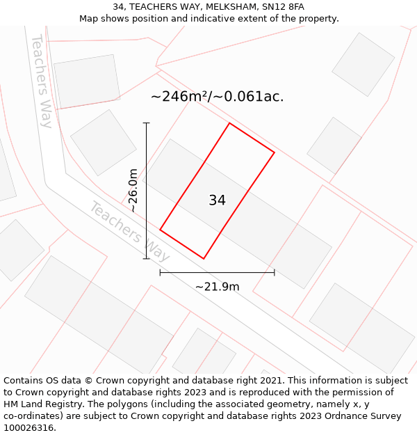 34, TEACHERS WAY, MELKSHAM, SN12 8FA: Plot and title map