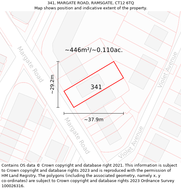 341, MARGATE ROAD, RAMSGATE, CT12 6TQ: Plot and title map