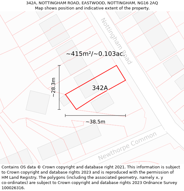 342A, NOTTINGHAM ROAD, EASTWOOD, NOTTINGHAM, NG16 2AQ: Plot and title map