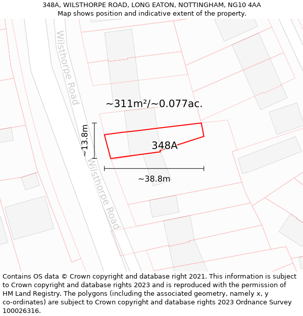 348A, WILSTHORPE ROAD, LONG EATON, NOTTINGHAM, NG10 4AA: Plot and title map