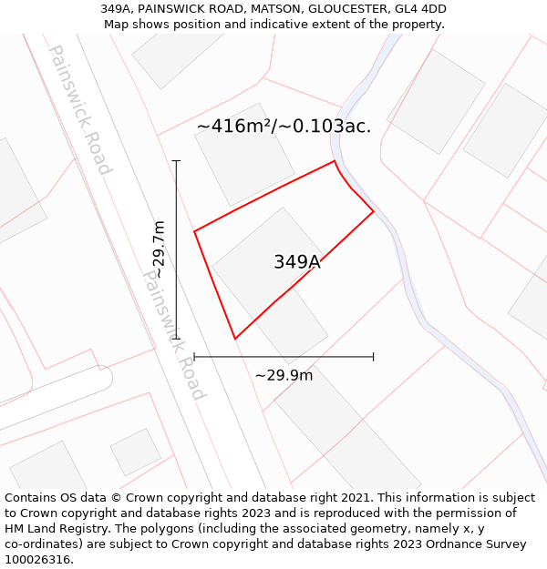 349A, PAINSWICK ROAD, MATSON, GLOUCESTER, GL4 4DD: Plot and title map