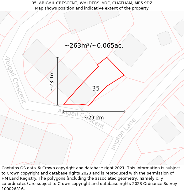 35, ABIGAIL CRESCENT, WALDERSLADE, CHATHAM, ME5 9DZ: Plot and title map