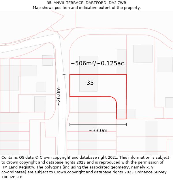 35, ANVIL TERRACE, DARTFORD, DA2 7WR: Plot and title map