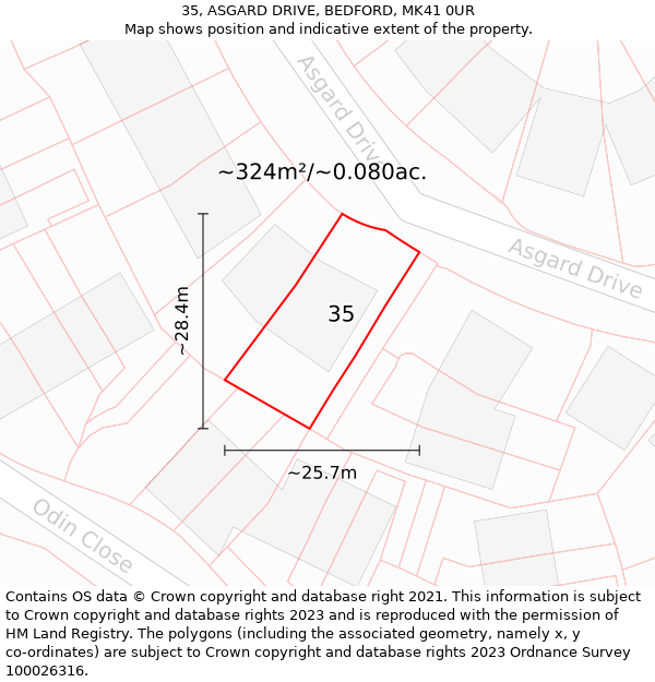 35, ASGARD DRIVE, BEDFORD, MK41 0UR: Plot and title map