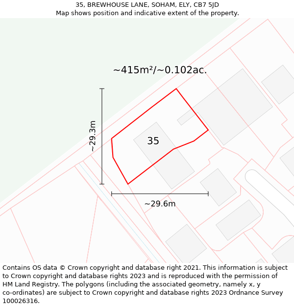 35, BREWHOUSE LANE, SOHAM, ELY, CB7 5JD: Plot and title map