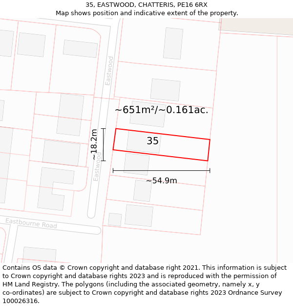 35, EASTWOOD, CHATTERIS, PE16 6RX: Plot and title map