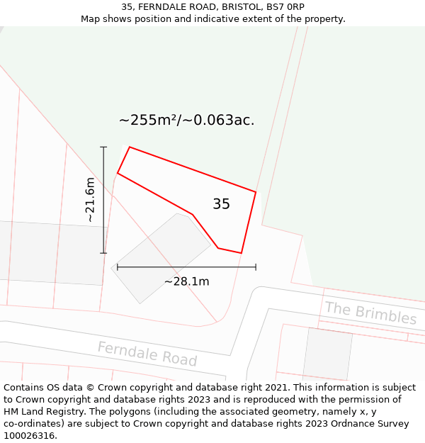 35, FERNDALE ROAD, BRISTOL, BS7 0RP: Plot and title map