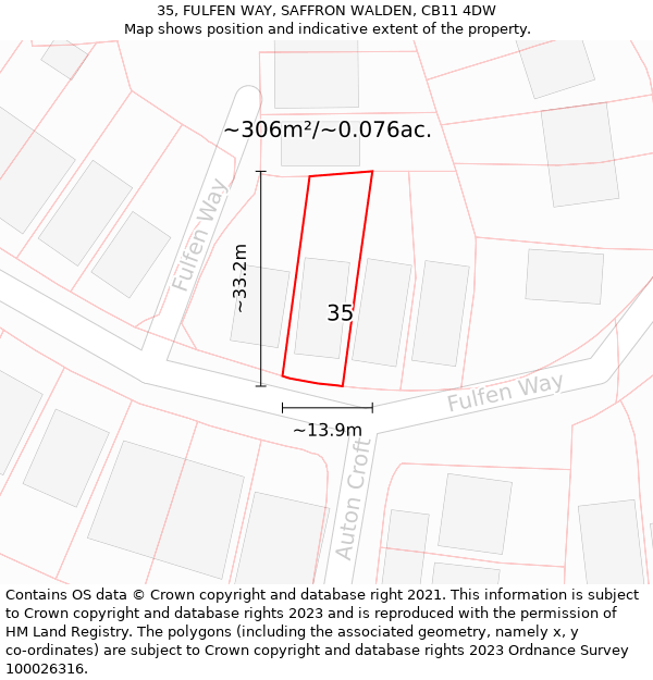 35, FULFEN WAY, SAFFRON WALDEN, CB11 4DW: Plot and title map