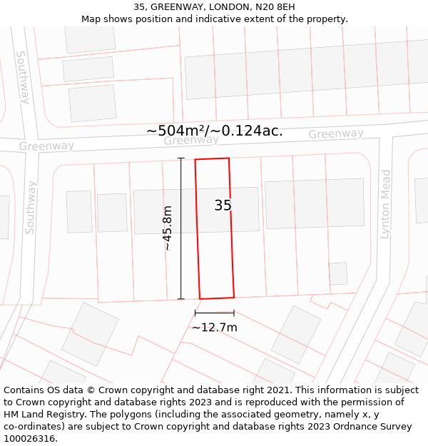 35, GREENWAY, LONDON, N20 8EH: Plot and title map
