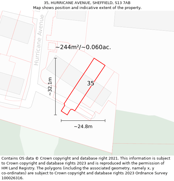 35, HURRICANE AVENUE, SHEFFIELD, S13 7AB: Plot and title map
