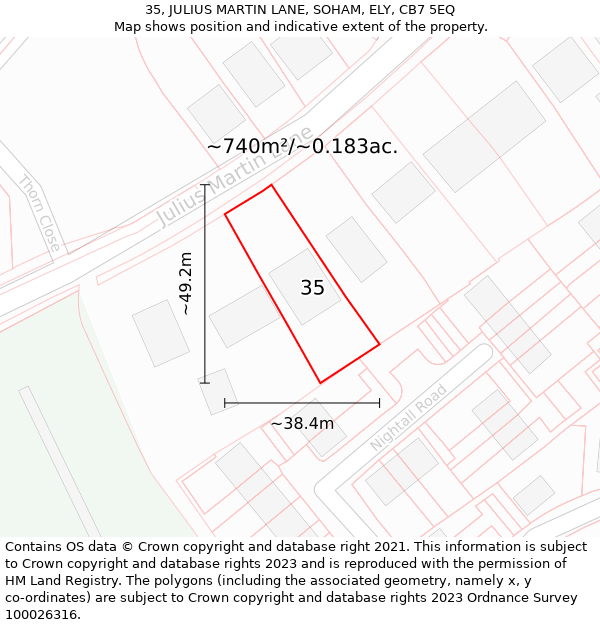 35, JULIUS MARTIN LANE, SOHAM, ELY, CB7 5EQ: Plot and title map