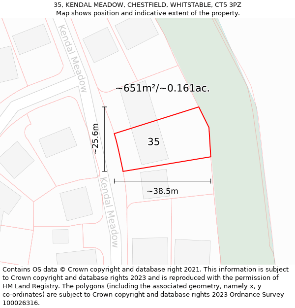 35, KENDAL MEADOW, CHESTFIELD, WHITSTABLE, CT5 3PZ: Plot and title map