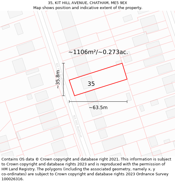 35, KIT HILL AVENUE, CHATHAM, ME5 9EX: Plot and title map