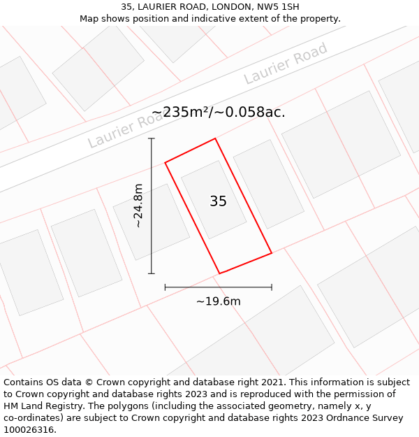 35, LAURIER ROAD, LONDON, NW5 1SH: Plot and title map