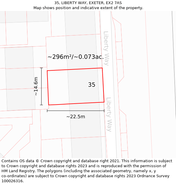 35, LIBERTY WAY, EXETER, EX2 7AS: Plot and title map