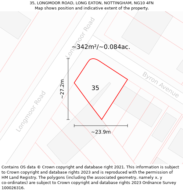 35, LONGMOOR ROAD, LONG EATON, NOTTINGHAM, NG10 4FN: Plot and title map