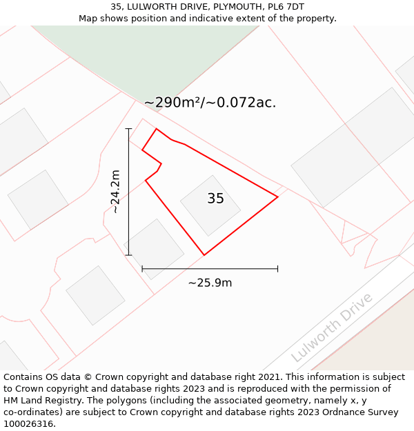 35, LULWORTH DRIVE, PLYMOUTH, PL6 7DT: Plot and title map