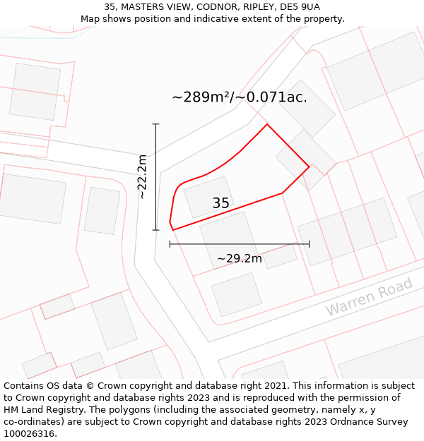 35, MASTERS VIEW, CODNOR, RIPLEY, DE5 9UA: Plot and title map