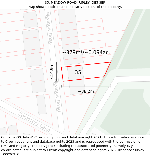 35, MEADOW ROAD, RIPLEY, DE5 3EP: Plot and title map