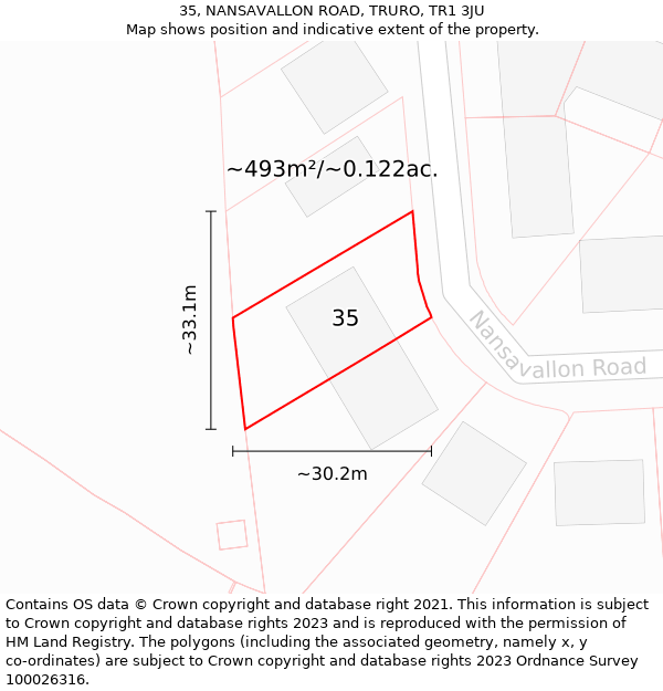 35, NANSAVALLON ROAD, TRURO, TR1 3JU: Plot and title map