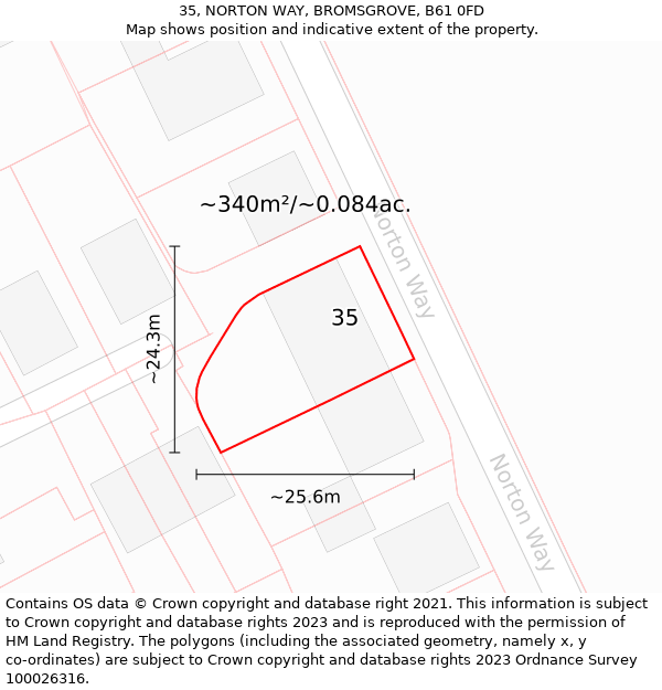 35, NORTON WAY, BROMSGROVE, B61 0FD: Plot and title map