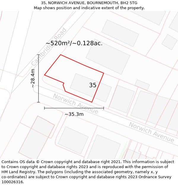 35, NORWICH AVENUE, BOURNEMOUTH, BH2 5TG: Plot and title map