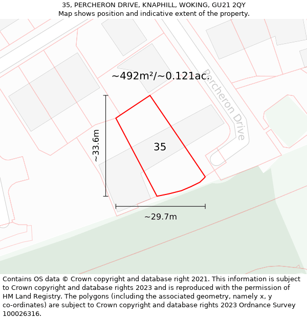 35, PERCHERON DRIVE, KNAPHILL, WOKING, GU21 2QY: Plot and title map