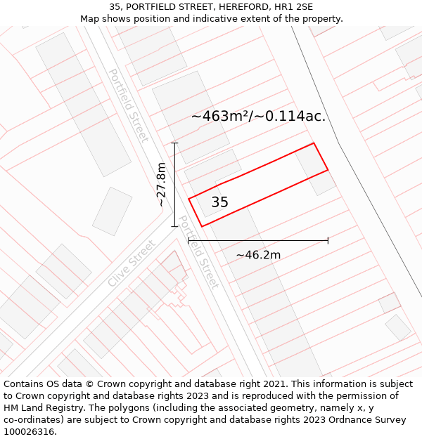 35, PORTFIELD STREET, HEREFORD, HR1 2SE: Plot and title map