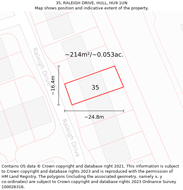 35, RALEIGH DRIVE, HULL, HU9 1UN: Plot and title map