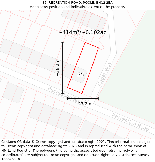 35, RECREATION ROAD, POOLE, BH12 2EA: Plot and title map