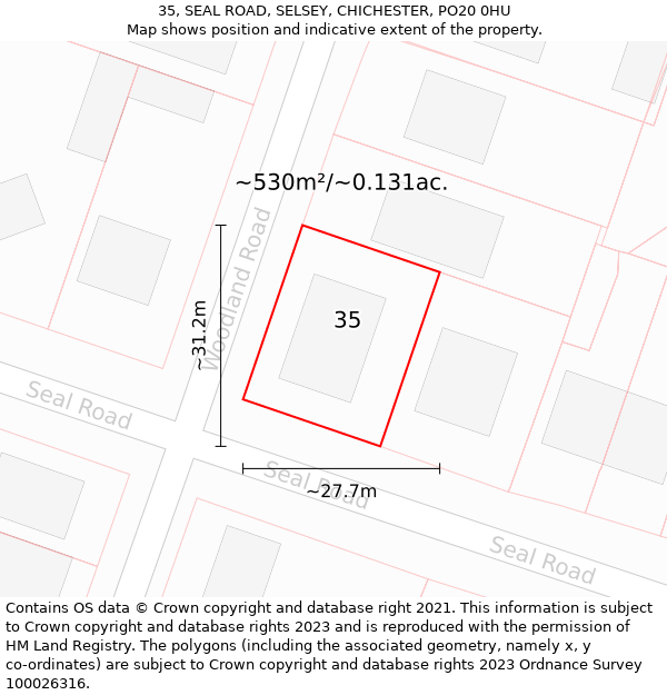 35, SEAL ROAD, SELSEY, CHICHESTER, PO20 0HU: Plot and title map