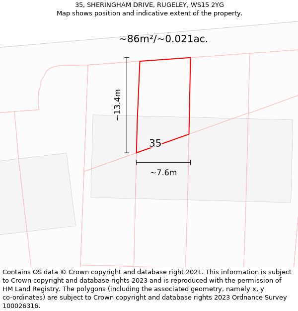 35, SHERINGHAM DRIVE, RUGELEY, WS15 2YG: Plot and title map