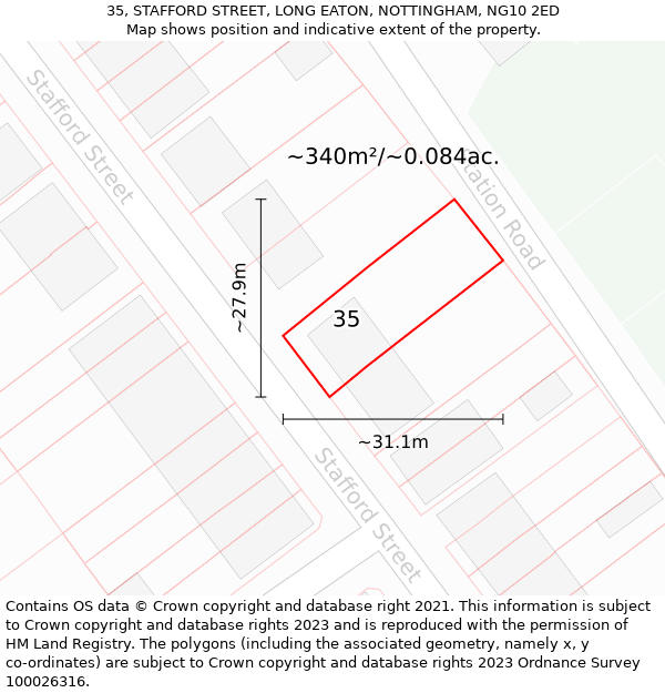 35, STAFFORD STREET, LONG EATON, NOTTINGHAM, NG10 2ED: Plot and title map