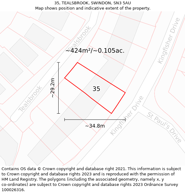 35, TEALSBROOK, SWINDON, SN3 5AU: Plot and title map