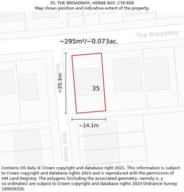 35, THE BROADWAY, HERNE BAY, CT6 8SR: Plot and title map