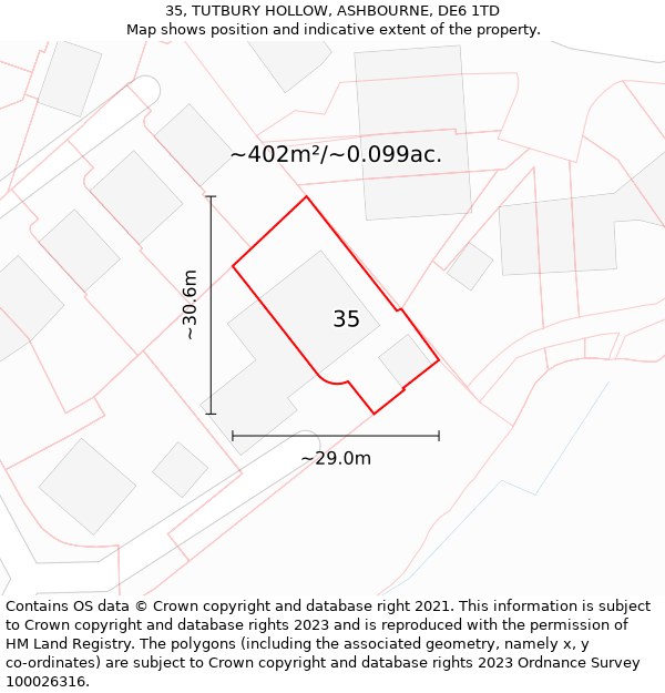 35, TUTBURY HOLLOW, ASHBOURNE, DE6 1TD: Plot and title map