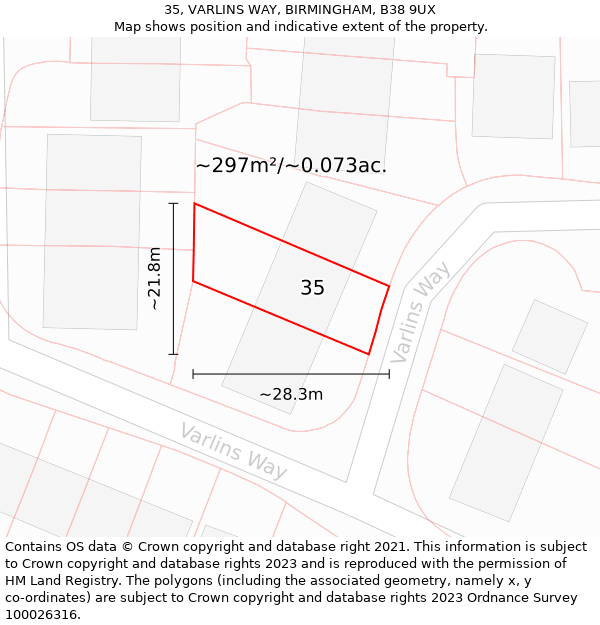 35, VARLINS WAY, BIRMINGHAM, B38 9UX: Plot and title map