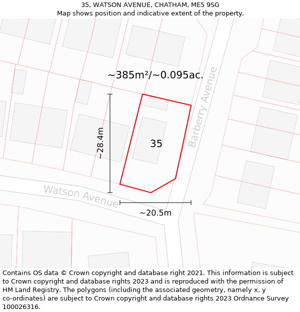 35, WATSON AVENUE, CHATHAM, ME5 9SG: Plot and title map