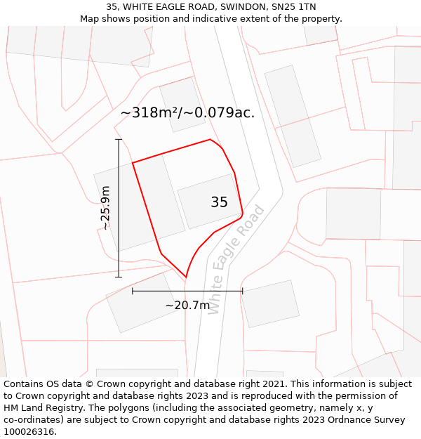 35, WHITE EAGLE ROAD, SWINDON, SN25 1TN: Plot and title map